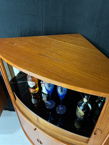 Danish Teak Tambour Door Corner Drinks Cabinet - teakyfinders