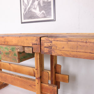 Vintage Industrial wooden Carpenters Work Bench - teakyfinders