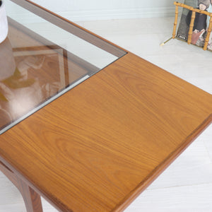 G plan Fresco Glass And Teak Long Coffee Table - teakyfinders