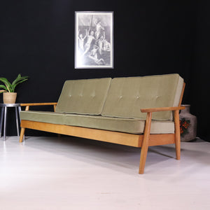 Solid Oak Mid Century Sofa - teakyfinders